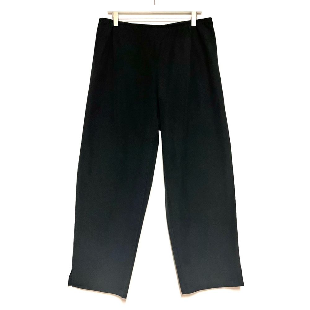 Eileen Fisher Crop Pants Womens Plus Size 1X Black Stretch Cotton Straight Leg